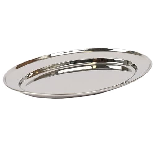 Image of Argon Tableware 35 x 24cm Serving Platter - Stainless Steel Chrome Dinner Tray Oval Plate Medium Appetizer Serving Dishes for Party, Events, Table Service, Snack Platters