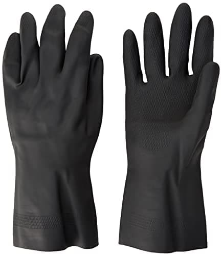 Image of Polyco 516 Maxima Heavy Duty Flock Lined Natural Rubber Gloves - Large - 1 Pair, Black