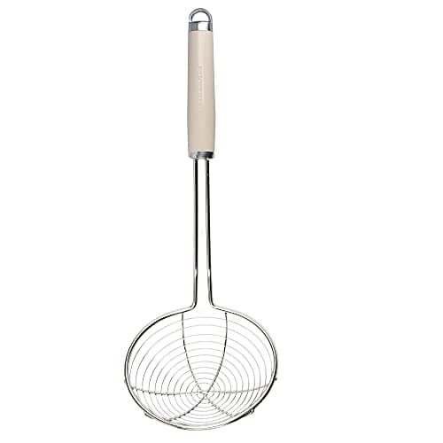 Image of KitchenAid Spider Strainer, Mesh Skimmer, Stainless Steel, Almond Cream