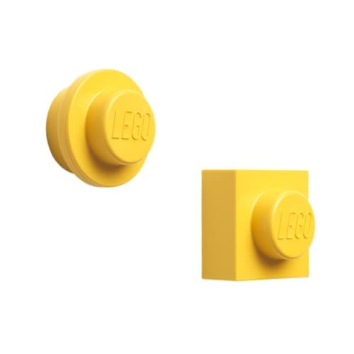 Image of LEGO Magnet Set – Decorative and Colorful Magnets Shaped as Round and Square LEGO Elements – Ideal for Drawings, Postcards, and Notes, Bright Yellow