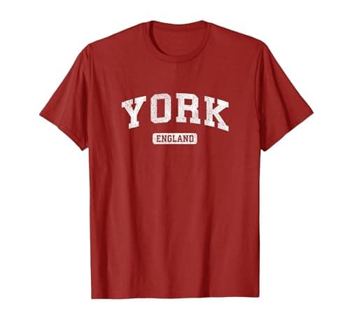Image of York England Vintage Sports Design T-Shirt, Men, Cranberry Red, X-Large