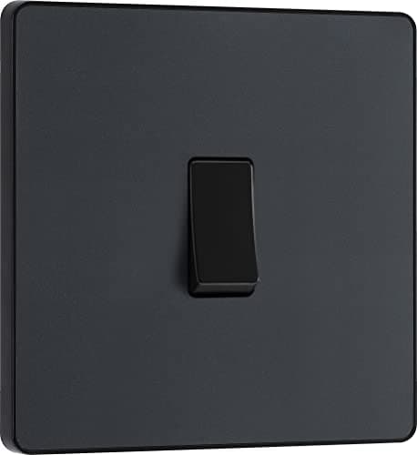 Image of BG Electrical Single Wall Light Switch, 2 Way, Screwless Front Plate, Round Edges, Evolve, Matt Grey, 20A, 16AX, PCDMG12B