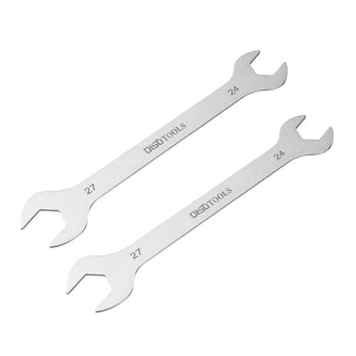 Image of sourcing map 2pcs Thin Open End Wrench 24mm x 27mm Metric Sandblasting Plated 3cr13 Stainless Steel, Double Ended Slim Spanner for Household Maintenance and General Repairs