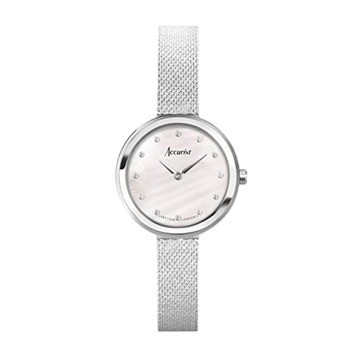 Image of Accurist Ladies Jewellery 28mm Quartz Watch in White with Analogue Display, and Stainless Steel Bracelet 78003
