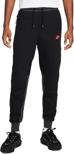 Image of Nike Sportswear Tech Fleece Men's Joggers, Black/Dark Smoke Grey/Light Crimson, Medium