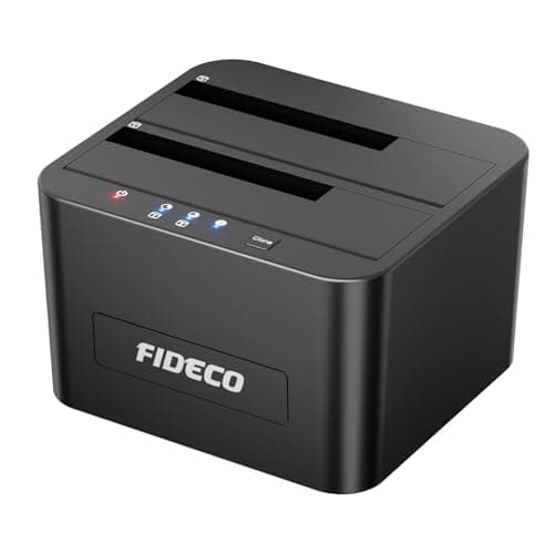 Image of FIDECO Hard Drive Docking Station, USB 3.0 SATA HDD Docking Station for 2.5 and 3.5 inch SATA HDD SSD, Dual Bay, Support Offline Clone