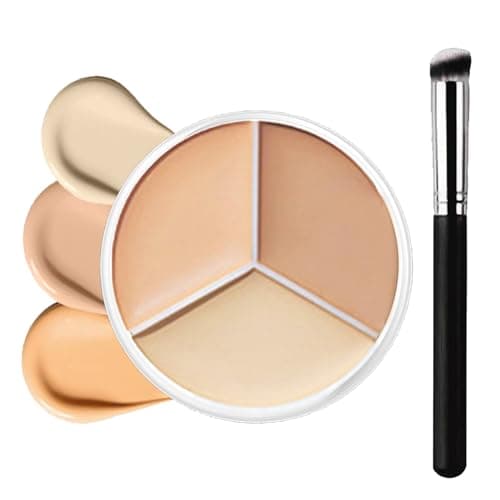 Image of Cream Concealer Full Coverage Palette, 3 Colour Concealer Makeup Palette Blendable Shades, Corrects Dark Circles Red Marks Scars, Waterproof Concealers Stick Highlight Contour Concealers