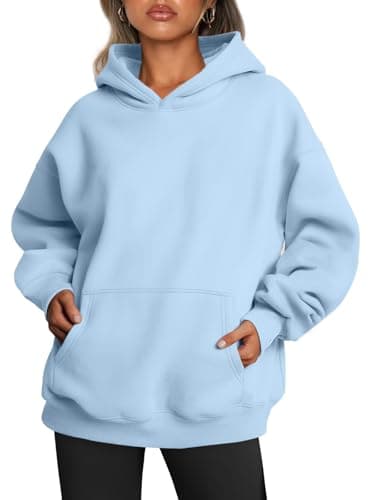 Image of Trendy Queen Womens Oversized Hoodies Fleece Sweatshirts Long Sleeve Sweaters Pullover Fall Outfits Winter Clothes, Sky Blue, Large
