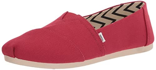Image of TOMS Womens Recycled Cotton Alpargata Loafer Flat, Red, 4 UK