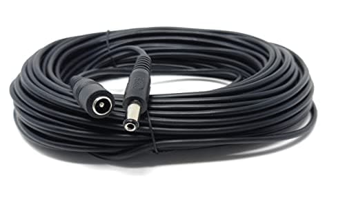 Image of 15m, 5.5mm x 2.1mm DC Power Plug to Socket, Male to Female CCTV, LED, Modem Router, Music Instruments Extension Lead Cable (50ft, Black)