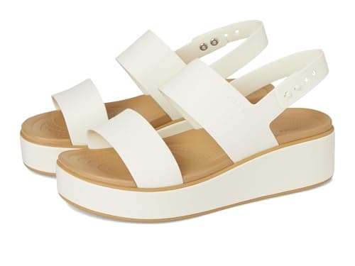 Image of Crocs Women, Brooklyn Matte Wrap Low Wedge, Chalk/Tan, 6 UK Women