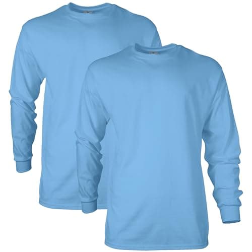 Image of Gildan Men's Ultra Cotton Long Sleeve T-Shirt, Style G2400, 2-Pack, Carolina Blue, S (Pack of 2)