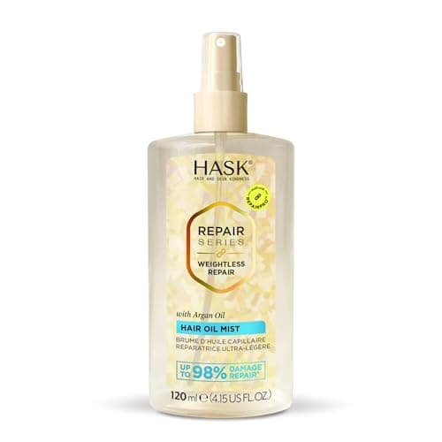 Image of HASK Weightless Repair Hair Oil Mist with Argan Oil, Repairs Damage, Softens, Adds Shine, Lightweight & Non-Greasy, Sulfate-Free, Cruelty-Free, Colour-Safe – 120 ml