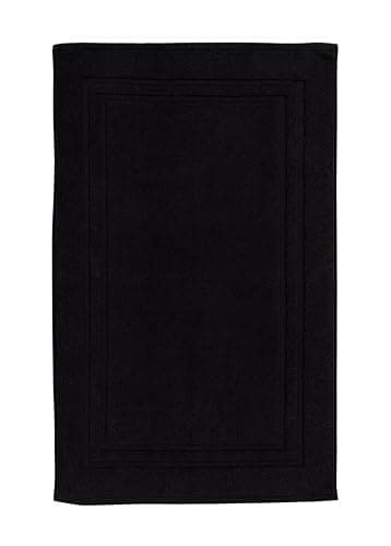 Image of La Maison 100% Cotton Super Soft and Absorbent Bath Mat Shower Mat 50cms x 80cms Hotel Frame Stripe Border (Black)