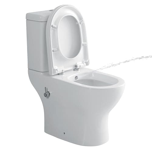 Image of Close Coupled Toilet with Bidet, Integrated Combined Bidet Toilet All in One Back to Wall Comfort Height Toilets Short Projection Ceramic Pan Soft Close Seat Cistern Compact WC