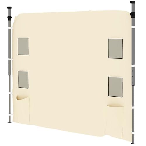 Image of Outsunny Gazebo Side Panel, Canopy Sidewall Panel with 4 Mesh Bags and 2 Storage Pockets for 3 x 3 m Straight Leg Pop Up Gazebos, 1 Pack Sidewall Only, Beige