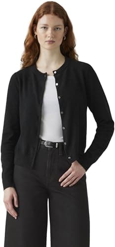 Image of Levi's Women's Cardigan with Crew Neck, Soft, Black (Anthracite Night), L