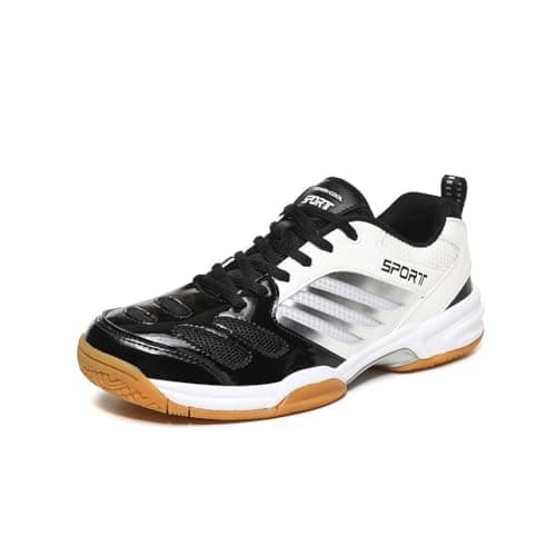 Image of Volleyball Shoes Squash Shoes Men Netball Trainers Badminton Shoes Non-Slip Athletic Sport Indoor Sneakers Indoor Pickleball Breathable Suitable Comfortable Fitness (White/Black,12)