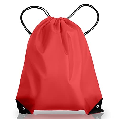 Image of AKHTART Drawstring Bags, Unisex Swimming Bag, Large PE Bag, Sports Backpack, Waterproof Gym Sack - Suitable for School/Beach/Holidays/Travel/Swimming and Various Activities (Red)