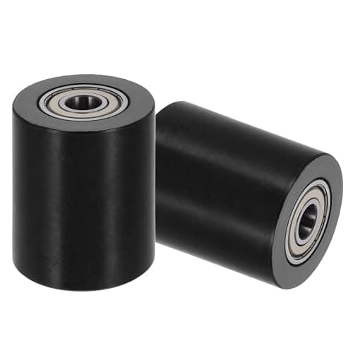 Image of sourcing map 2Pcs PP Nylon Roller Wheel with Bearings, 10mm x 40mm x 50mm(3/8" x 1-37/64 x 1-15/16")(ID. x OD. x L), Guiding Wheel Flat Belt Idler (Black)