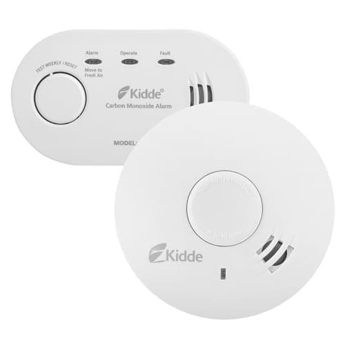 Image of Kidde Smoke Alarm and CO Detector Bundle for Home | 10Y29 10 Year Battery Smoke Alarm and K5CO Battery Carbon Monoxide Detector with AA Batteries | 10 Year Life Smoke Detector & CO Alarm