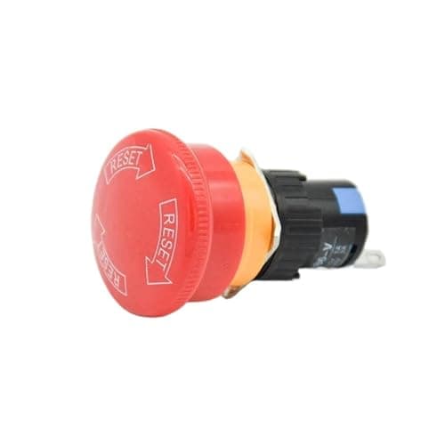 Image of Red Mushroom DC 30V 5A / AC 250V 3A Emergency Stop/e-stop Push Button Switch 3pins NO+NC when pressed, twist to release