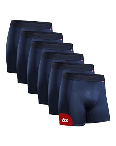 Image of DANISH ENDURANCE Mens Boxers, Anti Chafing, Long Leg or Regular, Sports Underwear Men, Running Boxers, 6 Pack, Blue, Medium