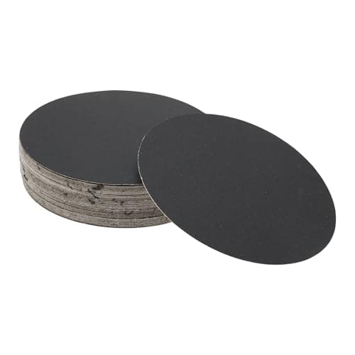 Image of Hihaha 50 Pcs Round Sandpaper 400 Grit Hook and Loop Sanding Sheets Universal for Automotive Refinishing 100x100mm Silicon Carbide Black