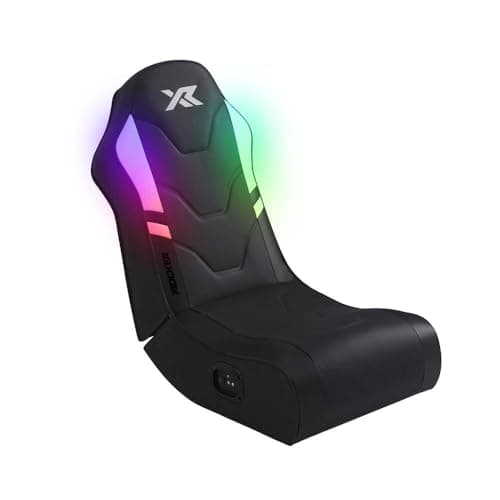 Image of X Rocker Shadow RGB 2.0 Floor Rocker, Audio Console Gaming Chair - Neo Motion™ Sync App Controlled LED Lights, Headrest Speakers, Folding Rocking Base, Wipe-Clean Faux Leather for Kids & Teens - Black