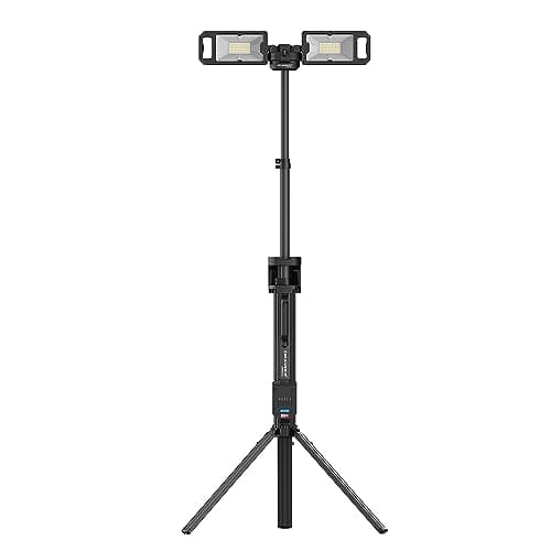 Image of SCANGRIP Tower 5 Connect 5000 Lumen Floodlight with Integrated Tripod, Power Tool Battery Operated, Flexible LED Flood Lights, Portable, Lightweight and Compact Design
