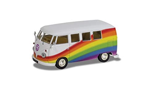 Image of Corgi Diecast Model Cars - CC02739 Volkswagen Campervan Peace Love and Rainbows - Men & Women Souvenir Gifts from UK - Small Die Cast Toy Car Models for Boys, Gift for Motor Enthusiasts