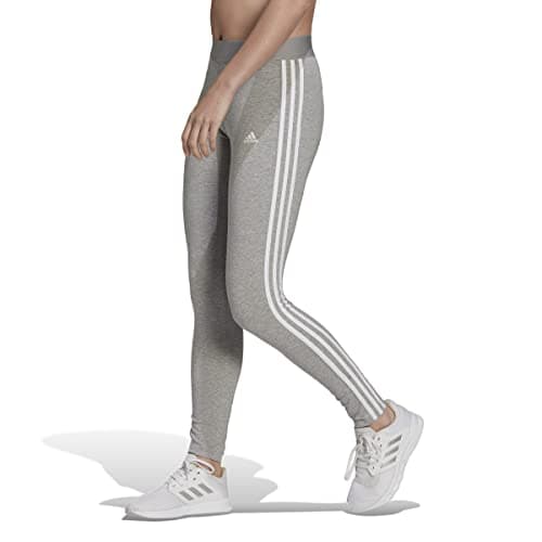 Image of adidas Women's Size Loungewear Essentials 3-Stripes Leggings, Medium Grey Heather/White, Small/Tall