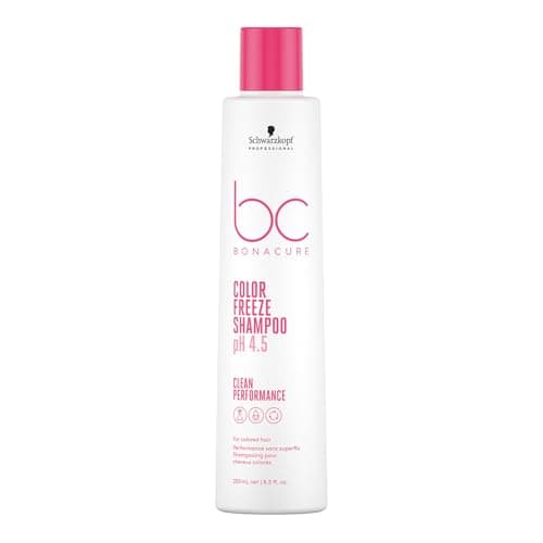 Image of Schwarzkopf Professional Bonacure Color Freeze Shampoo For Colored Hair Vegan Color Locking System pH 4.5 Balancer Technology Long Lasting Color Vibrancy Zero Fade Cleansing Detangling 250 ml