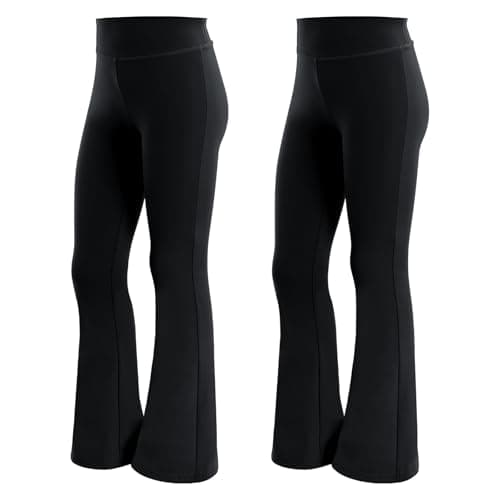 Image of KAKU NANU Girls Black Flared Leggings High Waist Sports Leggings Girls Flared Joggers Yoga Pants 11 12 Years