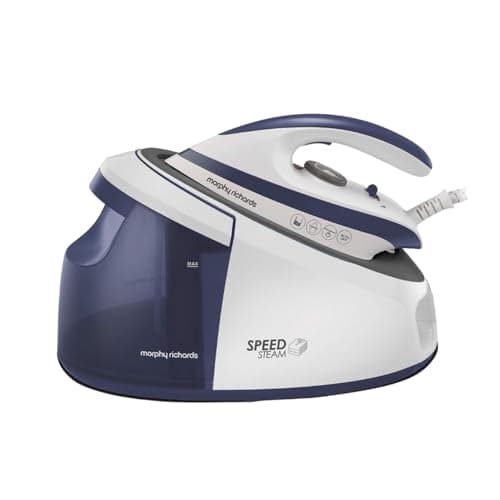 Image of Morphy Richards SpeedSteam Steam Generator Iron, Non Stick Ceramic Soleplate, 240g Boost, 140g Output, 5.5 Bar Pressure, Detachable 1.7L Water Tank, 3000W, White and Purple, 333202