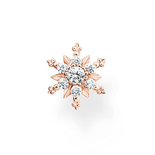 Image of THOMAS SABO Women Single ear stud snowflake with white stones rose gold 925 Sterling Silver, 18K Rose Gold Plating H2260-416-14