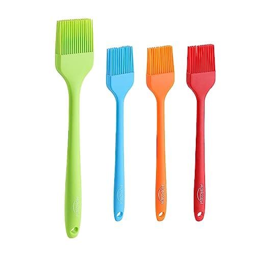 Image of MONGSEW 4PCS Silicone Basting Pastry Brush, Heat Resistant Food Brush Spread Oil Butter Sauce for BBQ Grill Baking Kitchen Cooking, BPA Free, Dishwasher Safe (Multicolor, 4 Pcs)