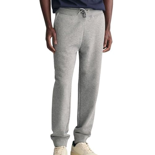 Image of GANT Men's REG Shield Sweatpants Casual Trousers Grey Melange Standard, Grey Melange, 3XL
