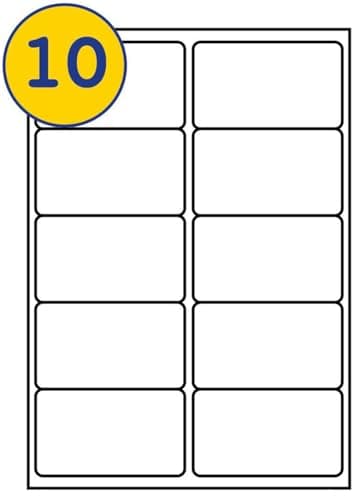 Image of LABELS4U 100 Sheets A4, 10 Labels per Sheet, Size 99.1 x 57mm (1000 Labels)