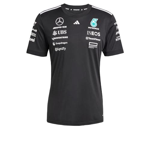 Image of adidas Women's Mercedes - AMG Petronas Formula ONE Team Driver Jersey Black Women, Black/White, L
