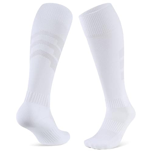 Image of CLOSEMATE 2 Pairs Football Knee High Sport Socks for Men Women Wicking Breathable Cushioned Anti Blister Athletic Socks for Soccer Hockey Baseball