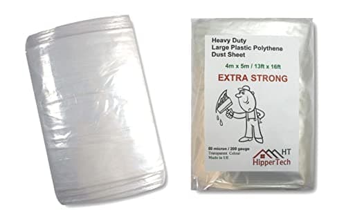 Image of Extra Strong 4m x 5m Heavy Duty Large Plastic Polythene Dust Sheet 13ft x 16ft Painting Masking (Floor Windows) *ODORLESS (1x Extra Strong Large Polythene Dust Sheet)