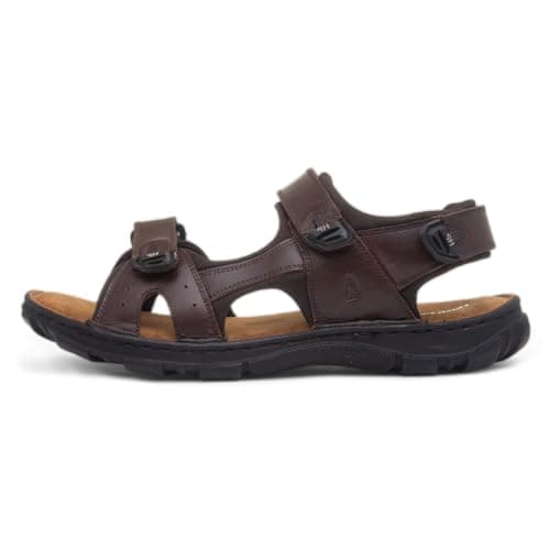 Image of Hush Puppies Avery Mens Brown Leather Sport Sandal - Size 10 UK - Brown