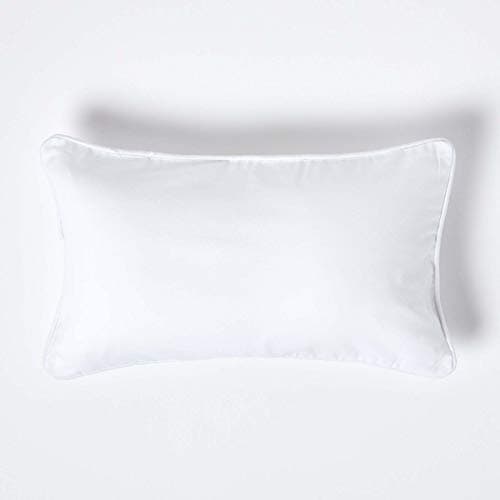 Image of HOMESCAPES - 100% Cotton Plain White Cushion Cover - 30 x 50 cm Rectangular - 12 x 20 Inches - White - Sofa Cushion Pillow Cover - Washable