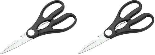 Image of Chef Aid Kitchen Shears - Heavy-Duty Design with Sturdy Stainless Steel Blades for Cutting of Poultry, Meat, and Vegetables. Built-in Nutcracker and Bottle Opener. Soft Grip Handles. Easy to Clean