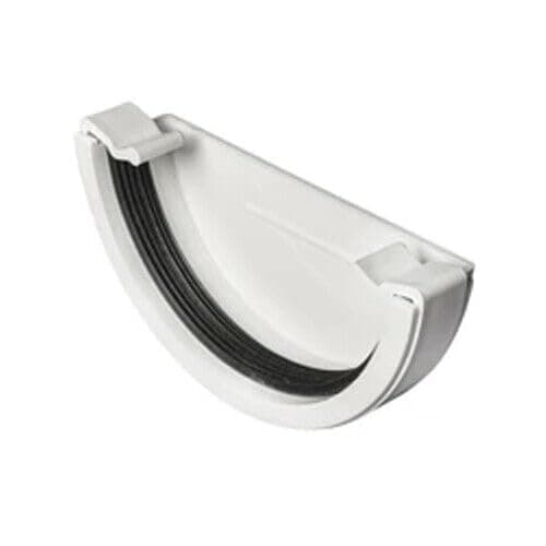 Image of Gutter External Stop End Cap Half Round Fits 112mm Round and Square. (Round Stop End External White - EX011, 1)