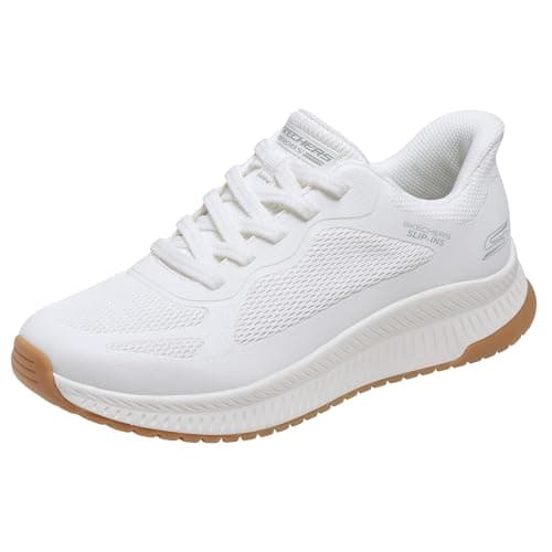 Image of Skechers Women's Bobs Squad 4 Staple Look Slip-On Sneakers, White Mesh, 5 UK