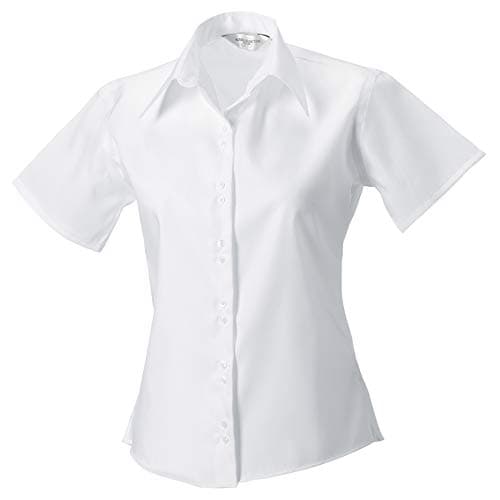 Image of Russell Collection Ladies/Womens Short Sleeve Ultimate Non-Iron Shirt (M) (White)