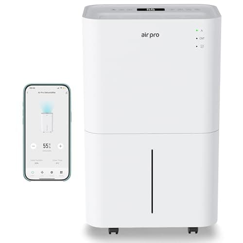 Image of Air Pro 25L/Day Digital Dehumidifier - WIFI App - Large 4L Tank, Sleep Mode, 24H Timer Laundry Drying, Bedroom, Basement, Garage & Kitchen - Portable Electric Mould, Damp and Condensation Remover