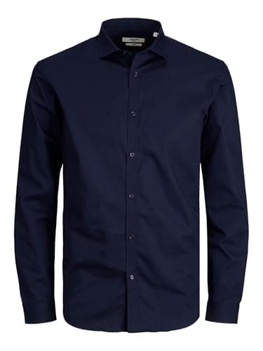 Image of JACK & JONES Mens Crdiff Long Sleeve Shirt Navy Blazer L